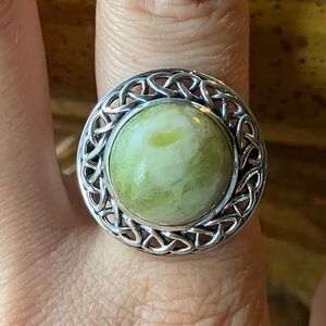 Natural Connemara Marble Sterling Silver Cocktail Ring Size 8